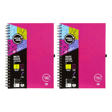 2 x Spirax Kode P959 A4 Pink Notebook With Pen Holder 240 Page